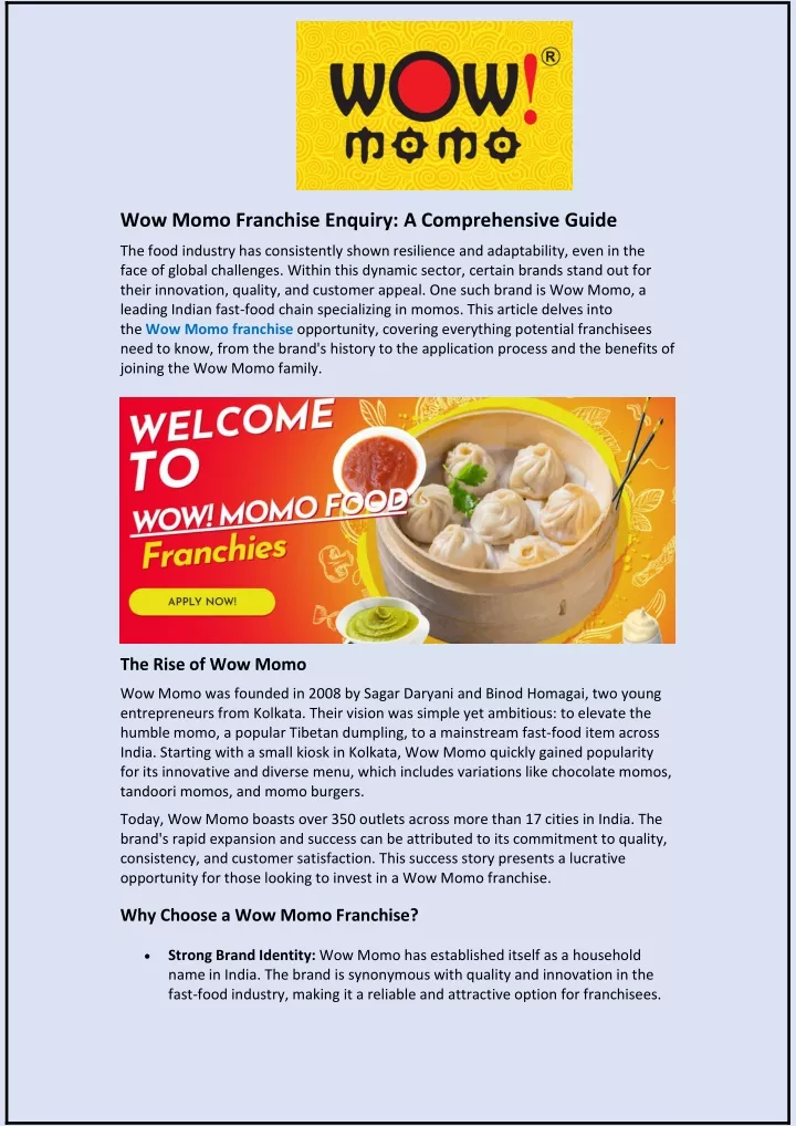 wow momo franchise enquiry a comprehensive guide