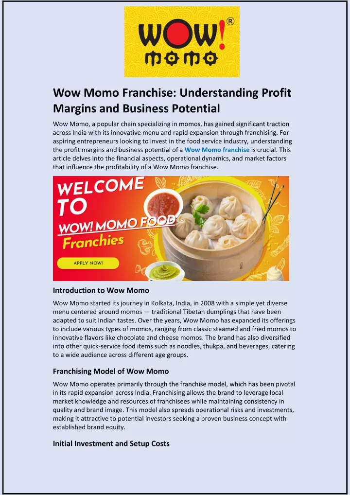 wow momo franchise understanding profit margins