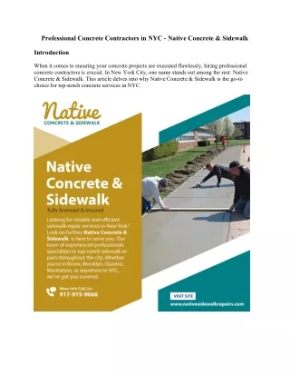 Native Concrete & Sidewalk - Concrete Contractor NYC