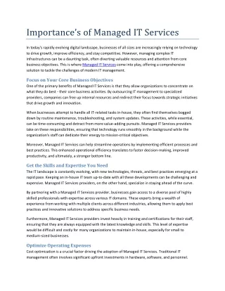 importance s of managed it services