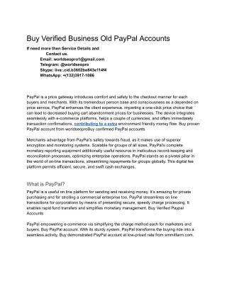 Buy USA Verified Business Old PayPal Accounts