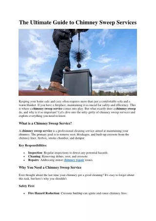 The Ultimate Guide to Chimney Sweep Services