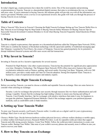 The Ultimate Guide to Buying Toncoin on an Exchange