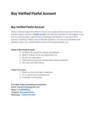 One Of The Best Website To Buy Verified Paxful Account