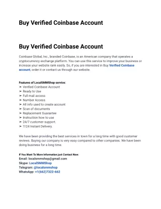 One Of The Best Website To Buy Verified Coinbase Account