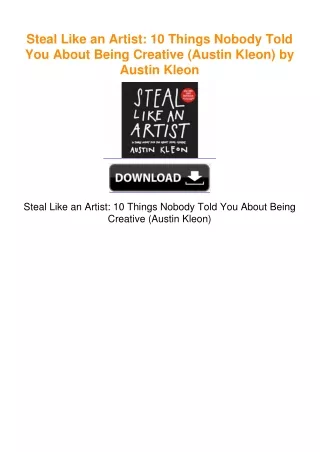 Steal Like an Artist: 10 Things Nobody Told You About Being Creative