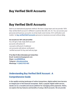 One Of The Best Website To Buy Verified Skrill Accounts