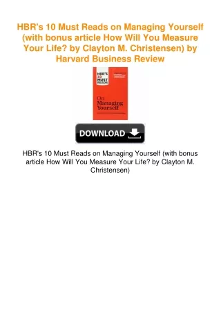 HBR's 10 Must Reads on Managing Yourself (with bonus article How Will You
