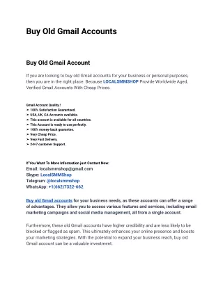 One Of The Best Website To Buy Old Gmail Accounts