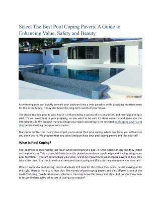 Select The Best Pool Coping Pavers A Guide to Enhancing Value, Safety and Beauty