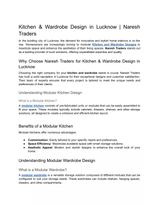 Kitchen & Wardrobe Design in Lucknow _ Naresh Traders