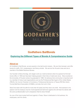 Types of Bail Understanding with Godfather Bail Bonds