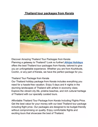 Thailand tour packages from Kerala