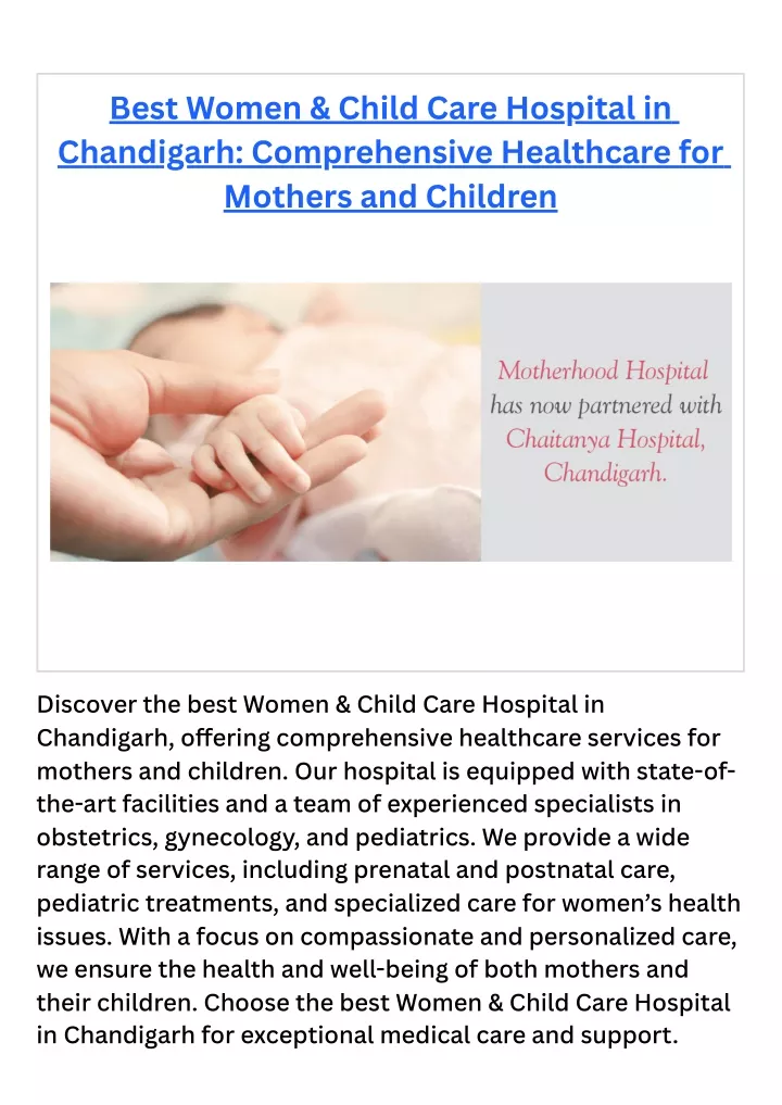 best women child care hospital in chandigarh