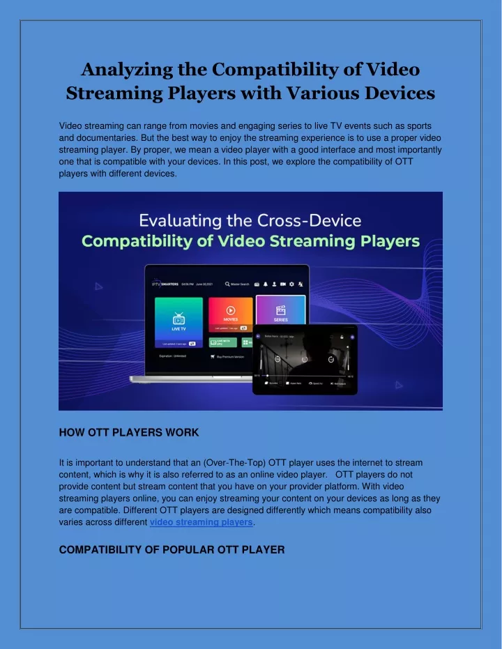 analyzing the compatibility of video streaming