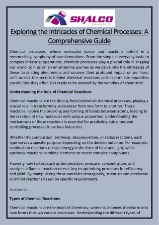 Exploring the Intricacies of Chemical Processes A Comprehensive Guide