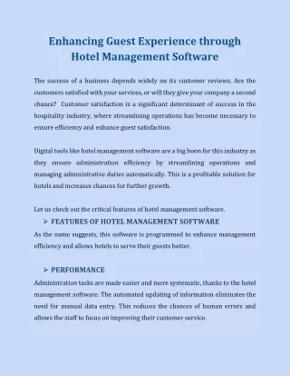 Enhancing Guest Experience through Hotel Management Software