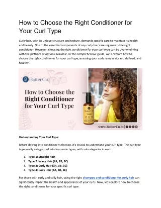 Butterco.in - How to Choose the Right Conditioner for Your Curl Type