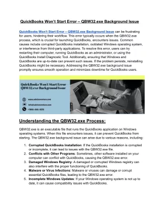 _QuickBooks Won’t Start Error – QBW32.exe Background Issue