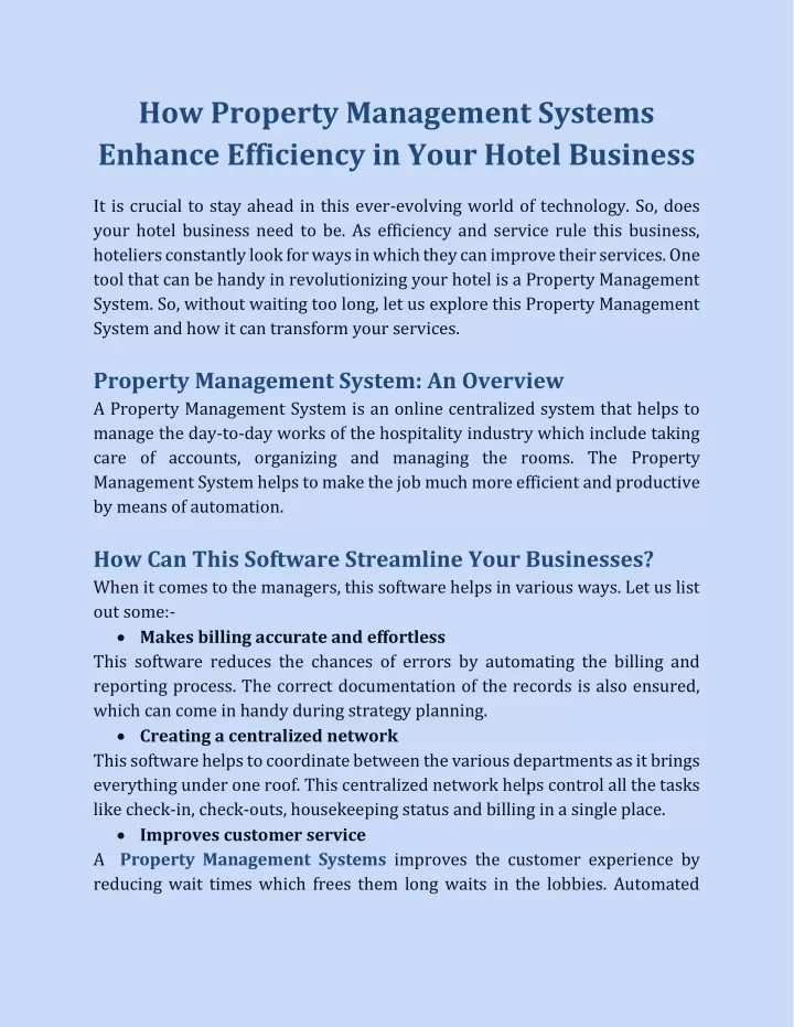 how property management systems enhance