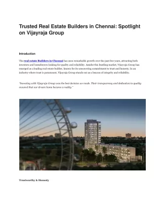 Real Estate Builders in Chennai