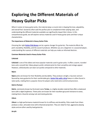 Exploring the Different Materials of Heavy Guitar Picks