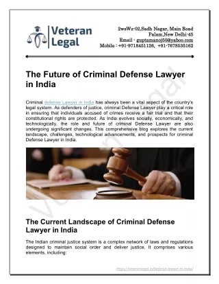 The Future of Criminal Defense Lawyer in India