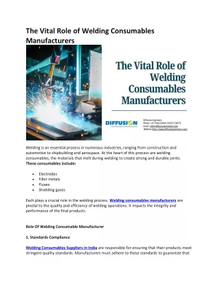 The Vital Role of Welding Consumables Manufacturers