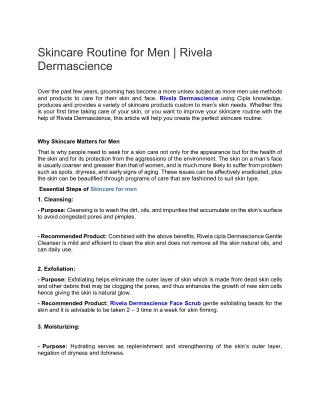Skincare Routine for Men Rivela Dermascience