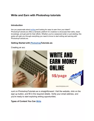 write and earn with photoshop tutorials
