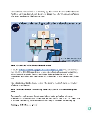 What is the cost of developing a video conferencing application