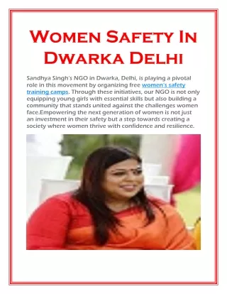 Women Safety In Dwarka Delhi