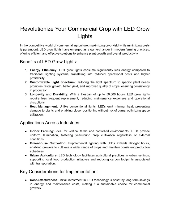 revolutionize your commercial crop with led grow