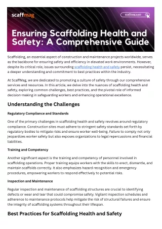 Ensuring Scaffolding Health and Safety A Comprehensive Guide