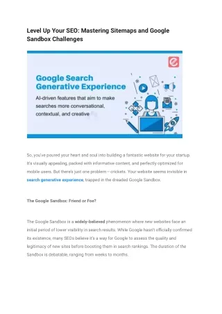 Level Up Your SEO_ Mastering Sitemaps and Google Sandbox Challenges