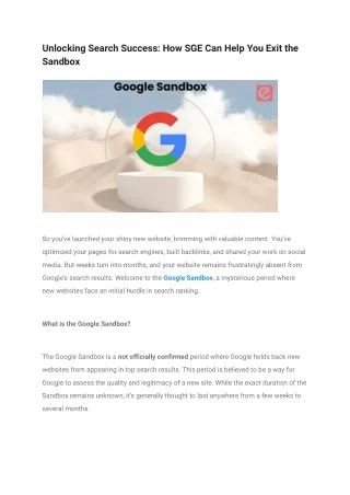 Unlocking Search Success_ How SGE Can Help You Exit the Sandbox