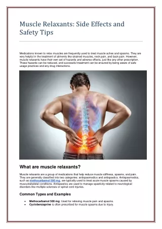 muscle relaxants side effects and safety tips
