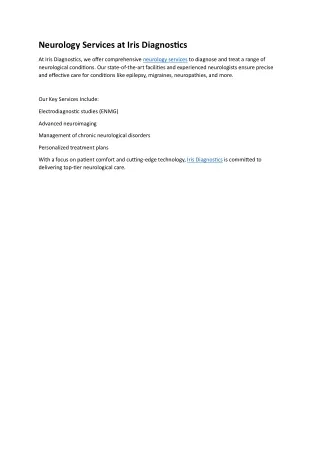 Neurology Services irish diagnostic