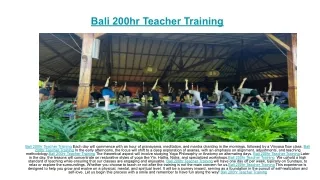 Bali 200hr Teacher Training