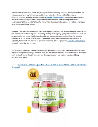 Alpha Bio CBD Gummies [NEW UPDATED 2024] - Cost Solves!