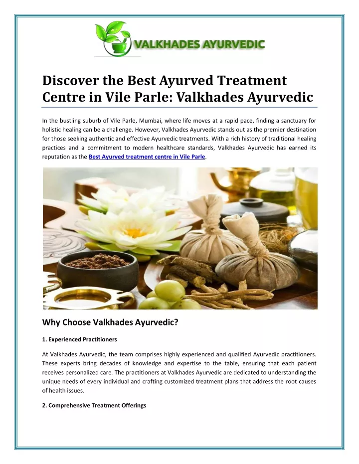 discover the best ayurved treatment centre