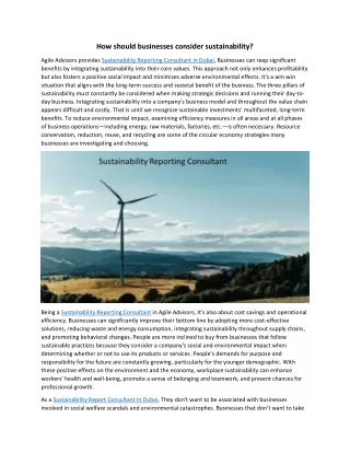 how should businesses consider sustainability