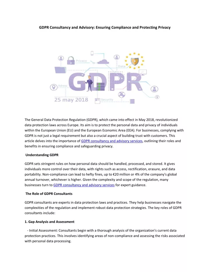 gdpr consultancy and advisory ensuring compliance