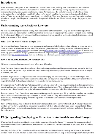The Value of Employing a Seasoned Auto Accident Lawyer