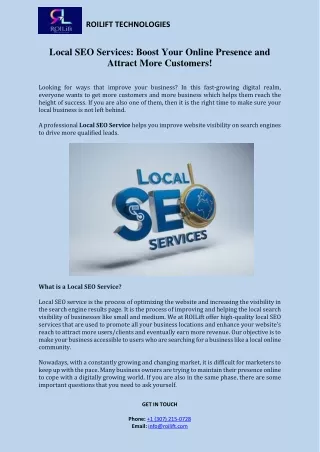 Increase your reach through local SEO service with ROILift, USA