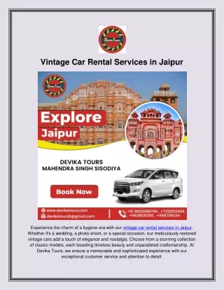 Vintage Car Rental Services in Jaipur