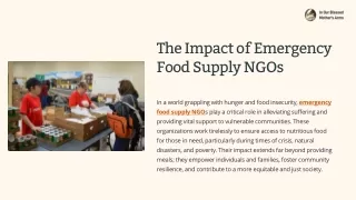 The Impact of Emergency Food Supply NGOs