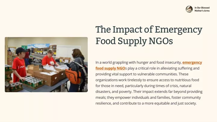 the impact of emergency food supply ngos