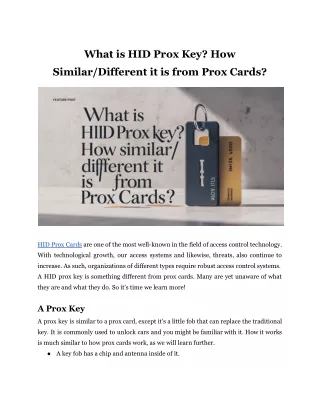 what is hid prox key how