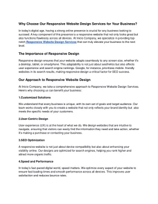 Why Choose Our Responsive Website Design Services for Your Business